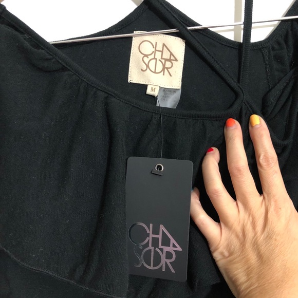 NWT Chaser Off Shoulder Halter Top black M - Picture 6 of 10